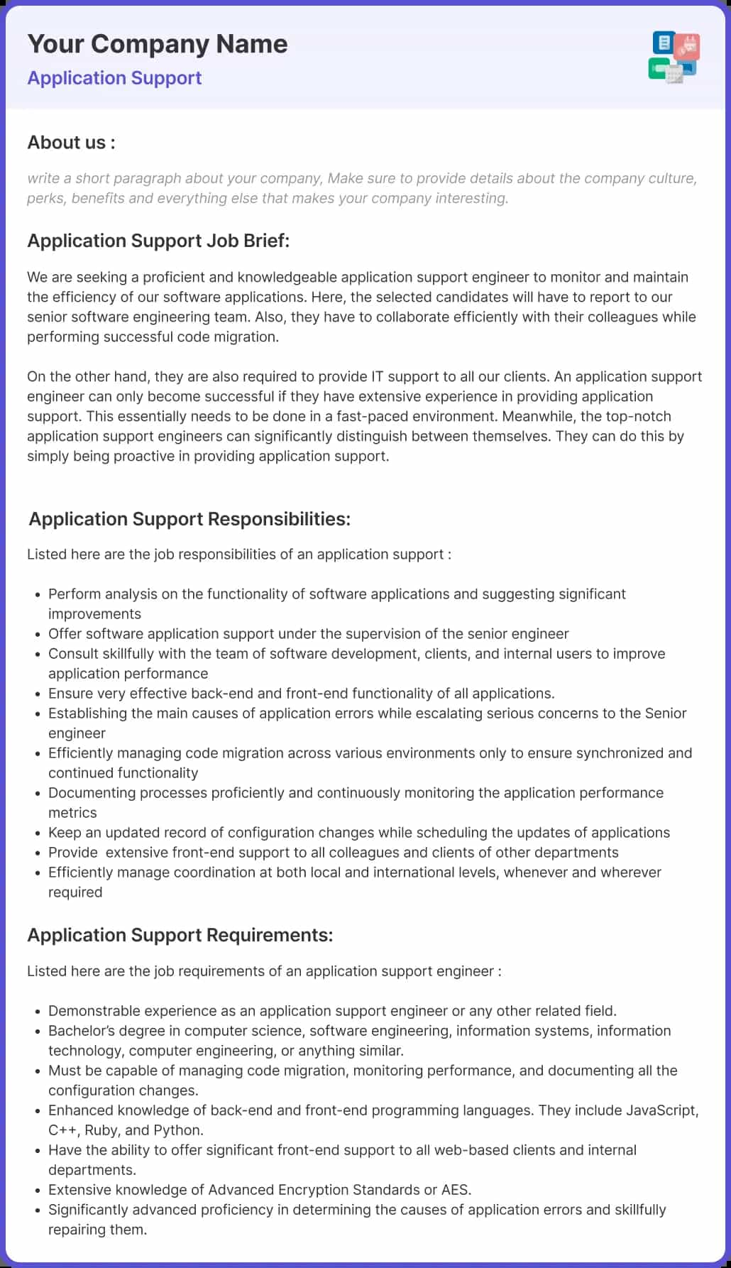 application-support-job-description