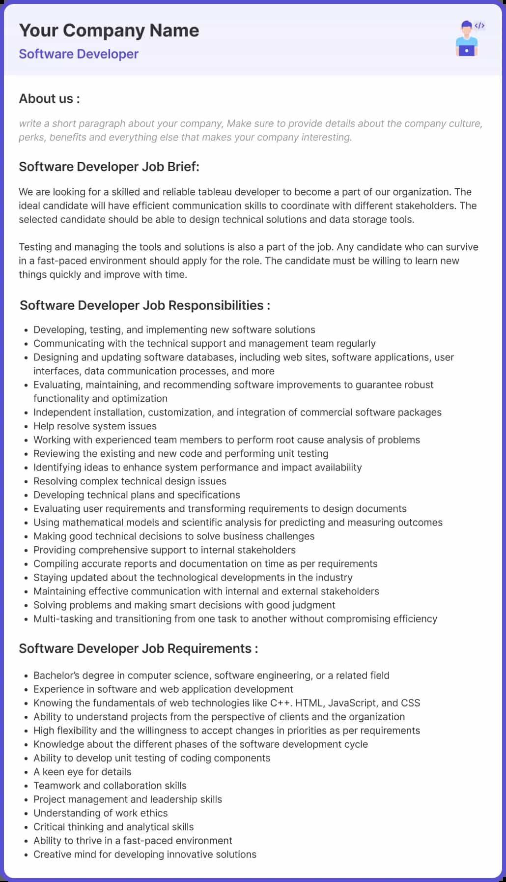 Job description image